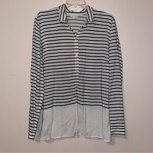 J Jill Striped Button Up Long Sleeve Striped Shirt Size Medium